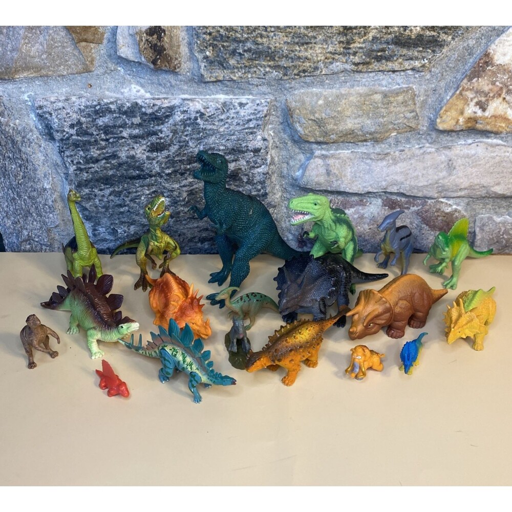 Toy Dinosaurs Hard Plastic and Rubber Action Figures from 1990s-2000s Lot of 19